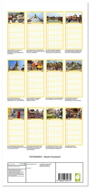Produktbild: Familienplaner 2026 - KATHMANDU, Nepals Hauptstadt mit 5 Spalten (Wandkalender, 21 x 45 cm) CALVENDO