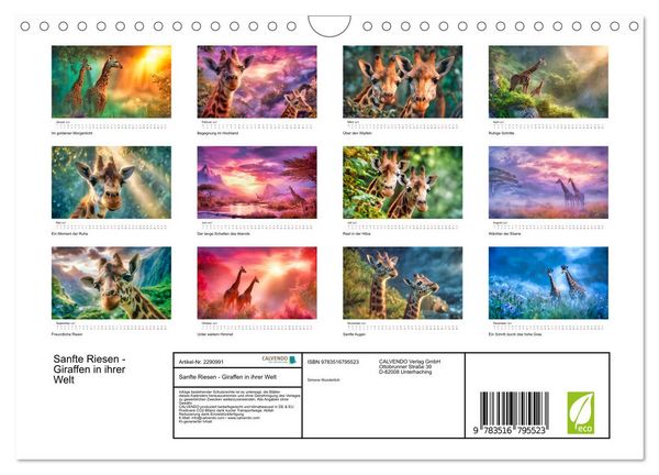 Produktbild: Sanfte Riesen - Giraffen in ihrer Welt (Wandkalender 2027 DIN A4 quer), CALVENDO Monatskalender