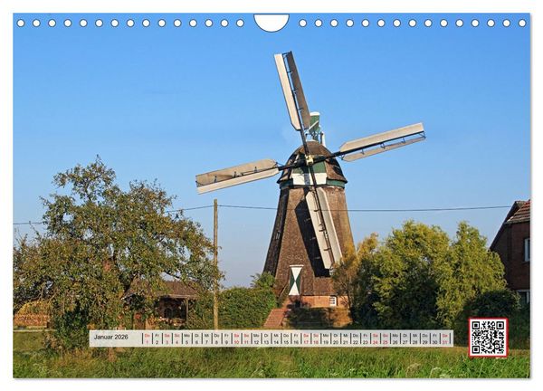 Produktbild: Die sch&ouml;nsten Windm&uuml;hlen am Niederrhein (Wandkalender 2026 DIN A4 quer), CALVENDO Monatskalender