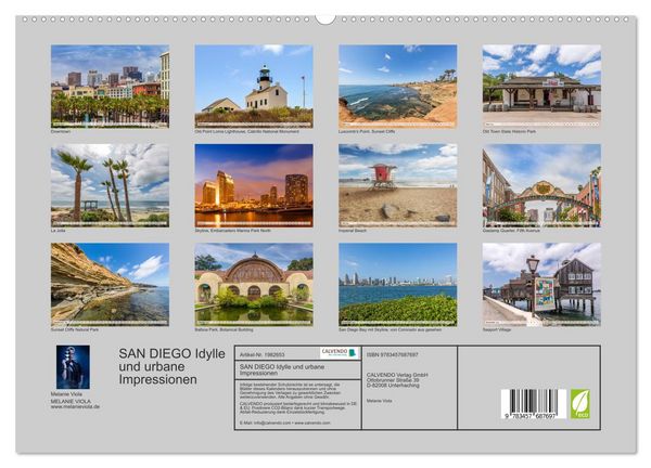 Produktbild: SAN DIEGO Idylle und urbane Impressionen (hochwertiger Premium Wandkalender 2026 DIN A2 quer), Kunstdruck in Hochglanz
