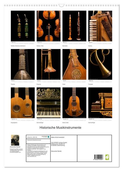 Produktbild: Historische Musikinstrumente (Wandkalender 2026 DIN A2 hoch), CALVENDO Monatskalender