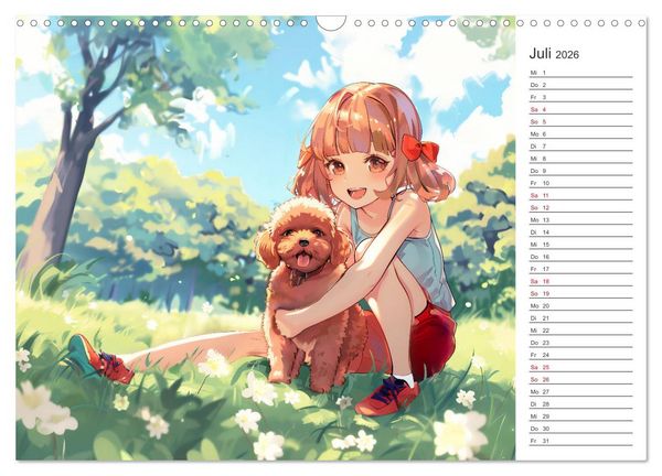 Produktbild: Anime-Freunde - Terminplaner mit niedlichen Tierfreundschaften (Wandkalender 2026 DIN A3 quer), CALVENDO Monatskalender