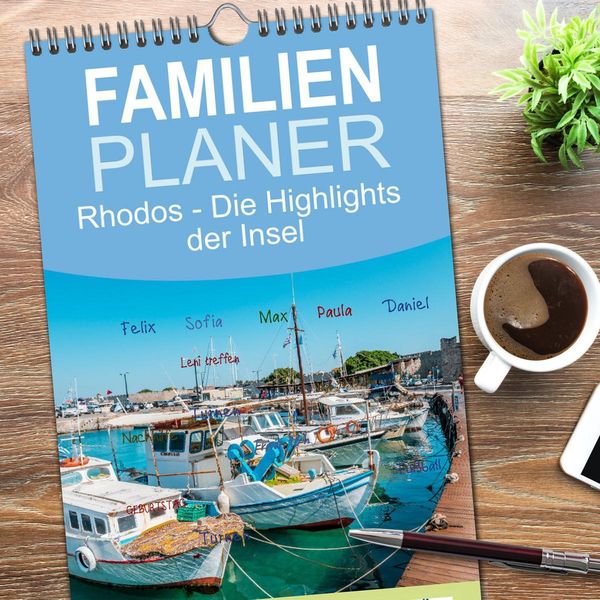 Produktbild: Familienplaner 2026 - Rhodos - Die Highlights der Insel mit 5 Spalten (Wandkalender, 21 x 45 cm) CALVENDO