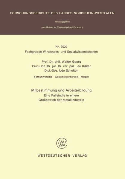 Produktbild: Mitbestimmung und Arbeiterbildung