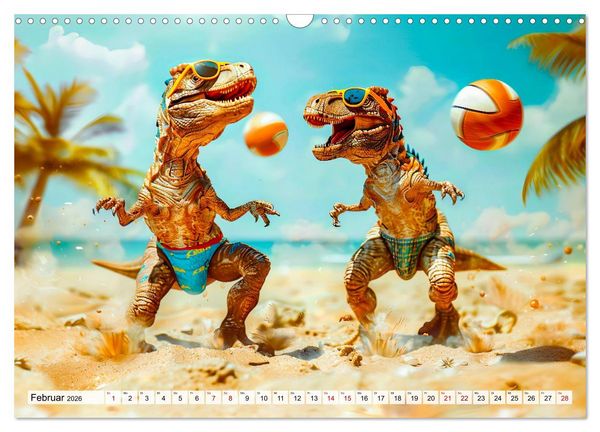 Produktbild: Dinosaurier Sommer - Urzeitlich witzige Strandparty (Wandkalender 2026 DIN A3 quer), CALVENDO Monatskalender