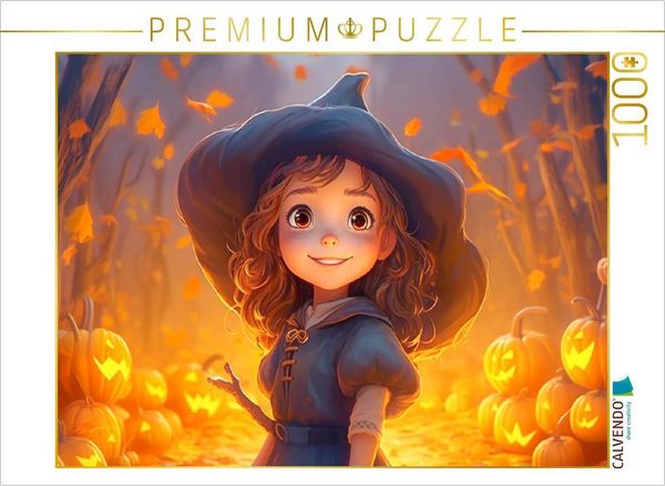 Produktbild: CALVENDO Puzzle Eine s&uuml;&szlig;e Hexe im K&uuml;rbisfeld | 1000 Teile Lege-Gr&ouml;&szlig;e 64x48cm Foto-Puzzle f&uuml;r gl&uuml;ckliche Stunden