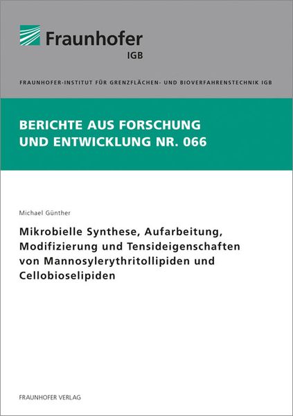 Mikrobielle Synthese, Aufarbeitung, Modifizierung und Tensideigenschaften von Mannosylerythritollipiden und Cellobioselipiden.