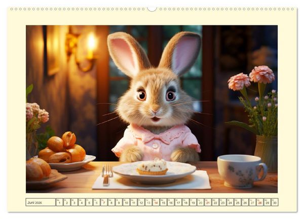 Produktbild: Liebliche Kaninchen. Flauschige Hopsis haben Spa&szlig; (hochwertiger Premium Wandkalender 2026 DIN A2 quer), Kunstdruck in Hochglanz