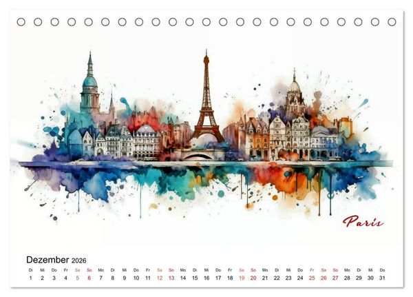Produktbild: Skylines exklusiv (Tischkalender 2026 DIN A5 quer), CALVENDO Monatskalender