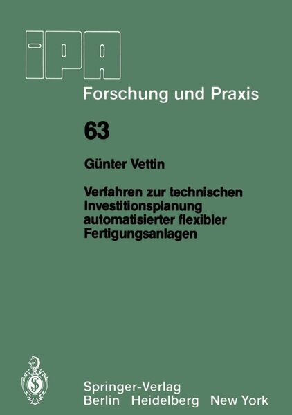 Produktbild: Verfahren zur technischen Investitionsplanung automatisierter flexibler Fertigungsanlagen