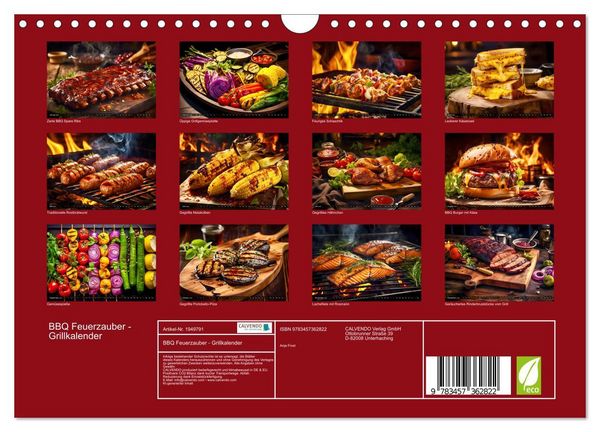 Produktbild: BBQ Feuerzauber - Grillkalender (Wandkalender 2026 DIN A4 quer), CALVENDO Monatskalender