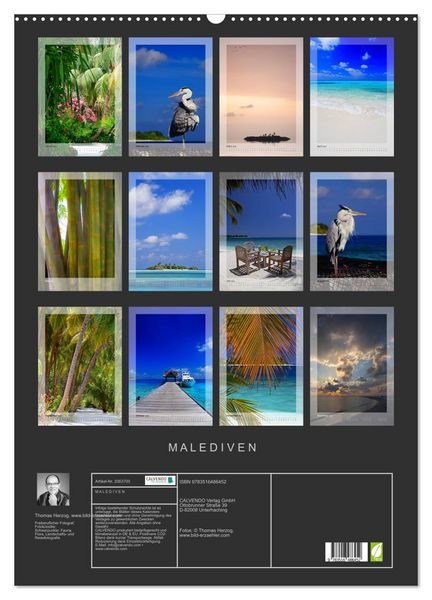 Produktbild: M A L E D I V E N (Wandkalender 2026 DIN A2 hoch), CALVENDO Monatskalender