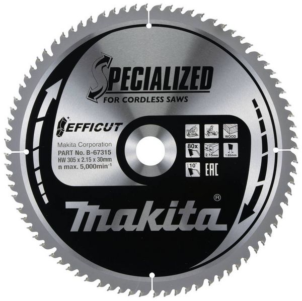 Produktbild: Makita B-67315 Kreiss&auml;geblatt 305 x 30 x 2.15mm Z&auml;hneanzahl: 80 1St.