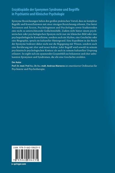 Produktbild: Enzyklop&auml;die der Eponymen Syndrome und Begriffe in Psychiatrie und Klinischer Psychologie
