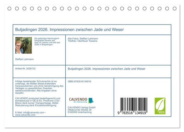 Produktbild: Butjadingen 2026. Impressionen zwischen Jade und Weser (Tischkalender 2026 DIN A5 quer), CALVENDO Monatskalender