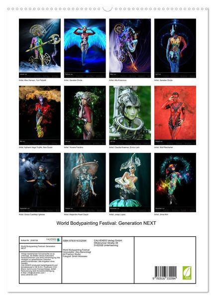 Produktbild: World Bodypainting Festival: Generation NEXT (hochwertiger Premium Wandkalender 2026 DIN A2 hoch), Kunstdruck in Hochglanz