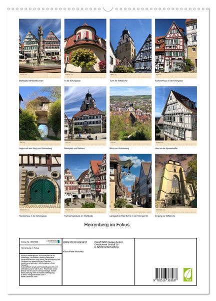 Produktbild: Herrenberg im Fokus (Wandkalender 2026 DIN A2 hoch), CALVENDO Monatskalender