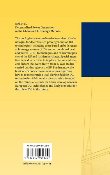 Produktbild: Decentralised Power Generation in the Liberalised EU Energy Markets