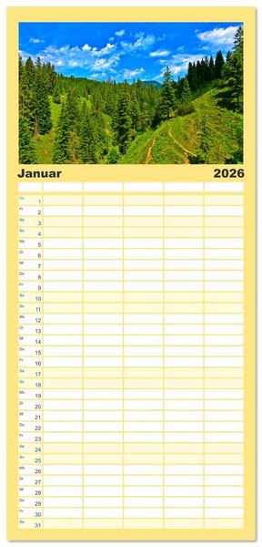 Produktbild: Familienplaner 2026 - Bayern - Idylle zwischen Allg&auml;u und Bayerischen Alpen mit 5 Spalten (Wandkalender, 21 x 45 cm) CALVENDO
