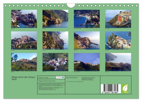 Produktbild: Wege durch die Cinque Terre (Wandkalender 2026 DIN A4 quer), CALVENDO Monatskalender