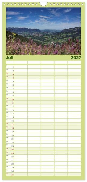 Produktbild: Familienplaner 2027 - Allg&auml;u - Natur pur mit 5 Spalten (Wandkalender, 21 x 45 cm) CALVENDO