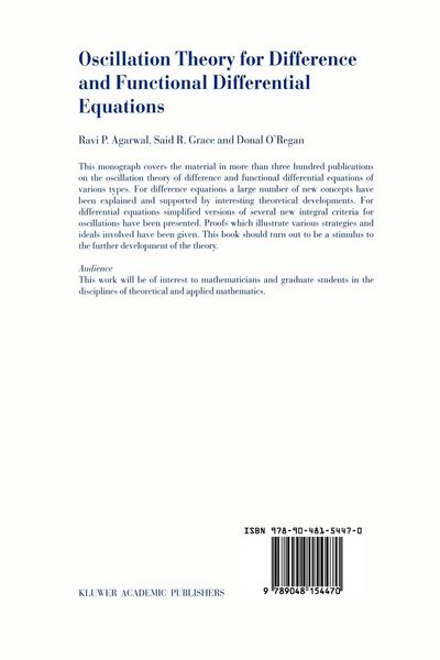 Produktbild: Oscillation Theory for Difference and Functional Differential Equations