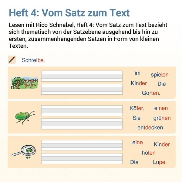 Produktbild: Lesen mit Rico Schnabel, Heft 4: Vom Satz zum Text - silbierte Ausgabe