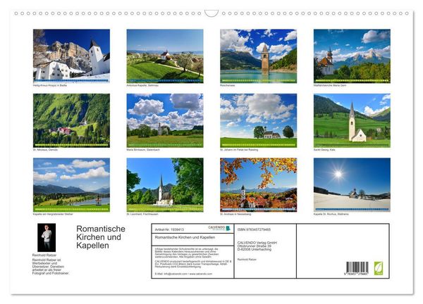 Produktbild: Romantische Kirchen und Kapellen (Wandkalender 2026 DIN A2 quer), CALVENDO Monatskalender