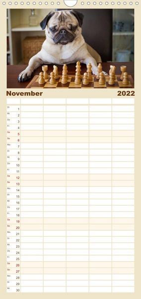 Produktbild: Mops - Familienplaner hoch (Wandkalender 2022 , 21 cm x 45 cm, hoch)