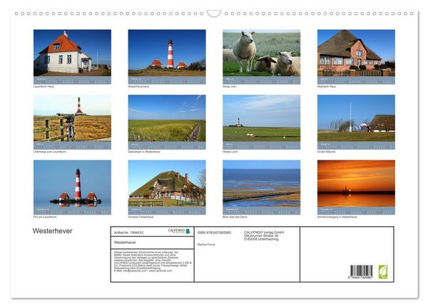 Produktbild: Westerhever (Wandkalender 2026 DIN A2 quer), CALVENDO Monatskalender