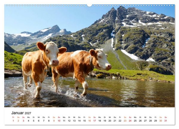 Produktbild: Bergk&uuml;he auf der Alm - Natur pur (hochwertiger Premium Wandkalender 2027 DIN A2 quer), Kunstdruck in Hochglanz