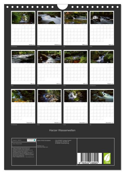 Produktbild: Harzer Wasserwelten (Wandkalender 2026 DIN A4 hoch), CALVENDO Monatskalender