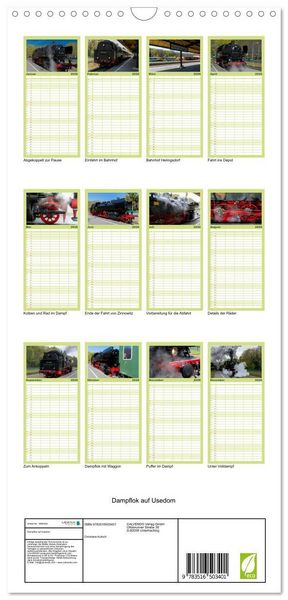 Produktbild: Familienplaner 2026 - Dampflok auf Usedom mit 5 Spalten (Wandkalender, 21 x 45 cm) CALVENDO