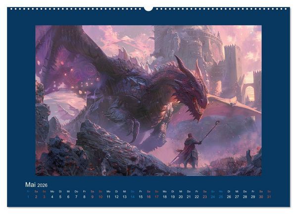 Produktbild: Drachenkrieger (Wandkalender 2026 DIN A2 quer), CALVENDO Monatskalender