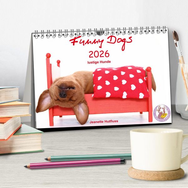 Produktbild: Funny Dogs (Tischkalender 2026 DIN A5 quer), CALVENDO Monatskalender