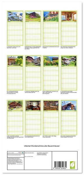 Produktbild: Familienplaner 2026 - Ultental Wundersch&ouml;ne alte Bauernh&auml;user mit 5 Spalten (Wandkalender, 21 x 45 cm) CALVENDO