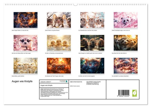 Produktbild: Augen wie Kn&ouml;pfe (hochwertiger Premium Wandkalender 2026 DIN A2 quer), Kunstdruck in Hochglanz