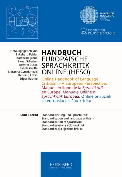 Produktbild: Handbuch Europ&auml;ische Sprachkritik Online (HESO) / Standardis