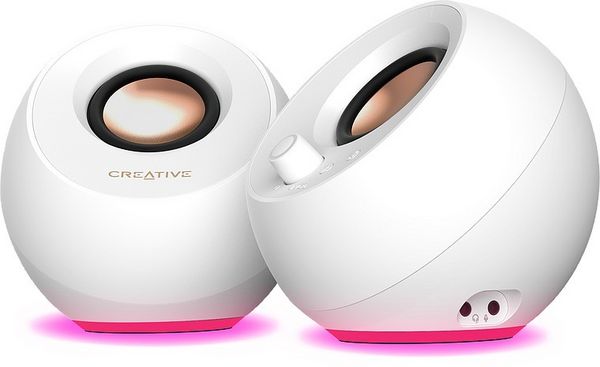 Produktbild: CREATIVE Pebble Pro, 2.0 Lautsprecher, Bluetooth 5.3, USB Audio, RGB, weiss