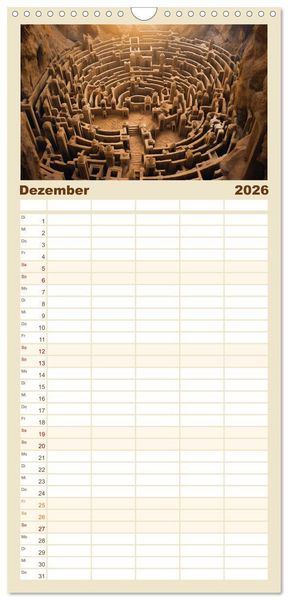 Produktbild: Familienplaner 2026 - Labyrinth Universum mit 5 Spalten (Wandkalender, 21 x 45 cm) CALVENDO