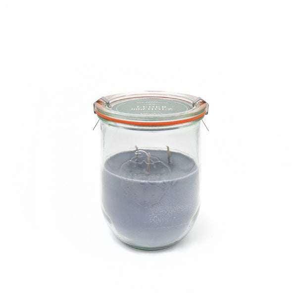 Produktbild: Duftkerze Leder & Holz, Kleines Glas
