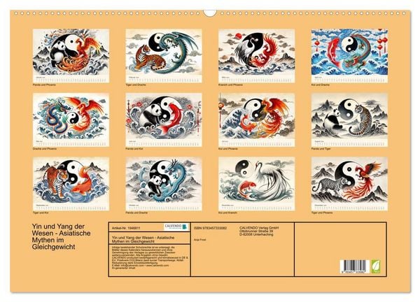 Produktbild: Yin und Yang der Wesen - Asiatische Mythen im Gleichgewicht (Wandkalender 2026 DIN A2 quer), CALVENDO Monatskalender