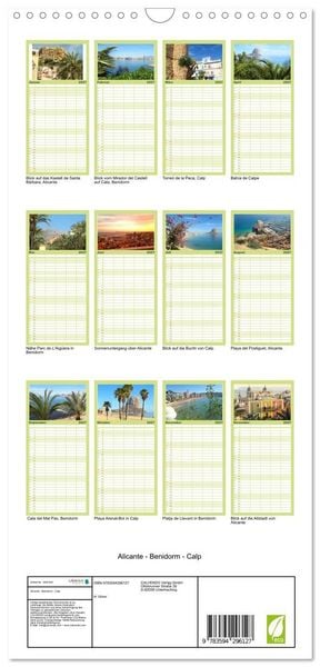 Produktbild: Familienplaner 2027 - Alicante - Benidorm - Calp mit 5 Spalten (Wandkalender, 21 x 45 cm) CALVENDO