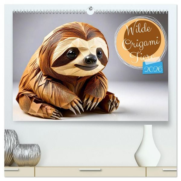 Produktbild: Wilde Origami Tiere (hochwertiger Premium Wandkalender 2026 DIN A2 quer), Kunstdruck in Hochglanz