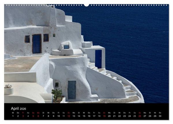 Produktbild: Santorini &ndash; Leben auf dem Vulkan (hochwertiger Premium Wandkalender 2026 DIN A2 quer), Kunstdruck in Hochglanz
