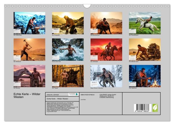 Produktbild: Echte Kerle &ndash; Wilder Westen (Wandkalender 2027 DIN A3 quer), CALVENDO Monatskalender