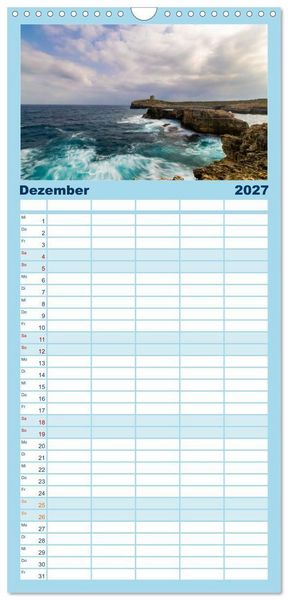 Produktbild: Familienplaner 2027 - Menorca - die kleine Schwester von Mallorca mit 5 Spalten (Wandkalender, 21 x 45 cm) CALVENDO
