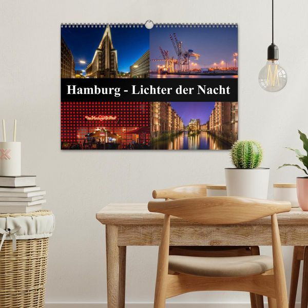Produktbild: Hamburg - Lichter der Nacht (Wandkalender 2026 DIN A3 quer), CALVENDO Monatskalender