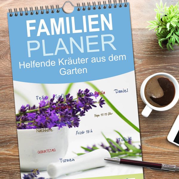 Produktbild: Familienplaner 2026 - Helfende Kr&auml;uter aus dem Garten mit 5 Spalten (Wandkalender, 21 x 45 cm) CALVENDO