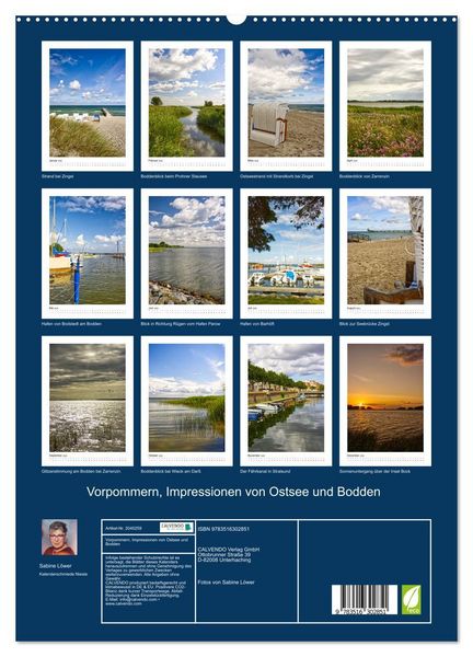 Produktbild: Vorpommern, Impressionen von Ostsee und Bodden (hochwertiger Premium Wandkalender 2026 DIN A2 hoch), Kunstdruck in Hochglanz